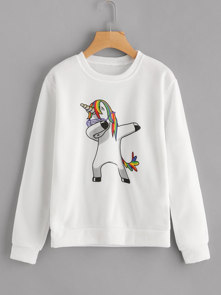 Romwe Unicorn Print Sweatshirt