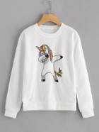 Romwe Unicorn Print Sweatshirt
