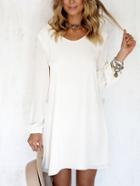 Romwe Cutout Back Lace Trimmed White Chiffon Dress