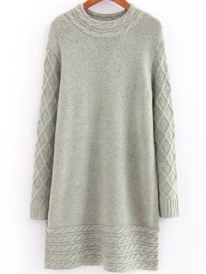 Romwe Long Sleeve Grey Sweater Dress
