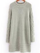 Romwe Long Sleeve Grey Sweater Dress