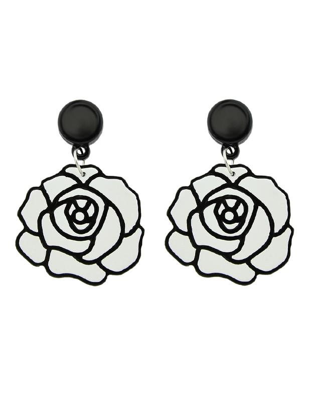 Romwe Beige Rose Flower Shape Drop Earrings