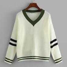 Romwe Stripe Contrast Sweater