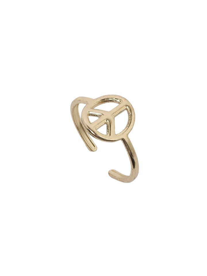 Romwe Golden Anti-war Logo Ring