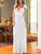 Romwe V Neck Knotted Multiway Maxi Dress