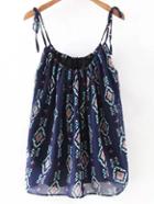 Romwe Multicolor Geometric Print Spaghetti Strap Tank Top