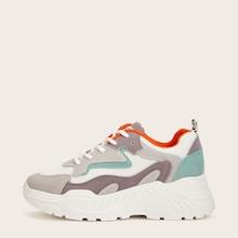 Romwe Lace-up Front Mesh Panel Trainers