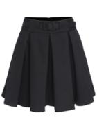 Romwe Belt Zipper Flare Skirt