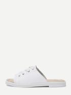 Romwe White Peep Toe Lace Up Casual Slippers