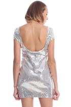 Romwe Romwe Silver Sequined Cap-sleeved Dress