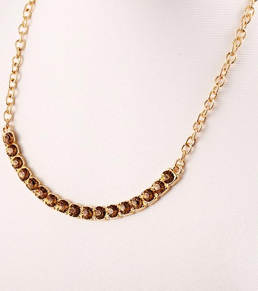 Romwe Yellow Gemstone Gold Chain Necklace
