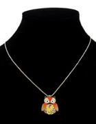 Romwe Orange Cute Owl Pendant Necklace
