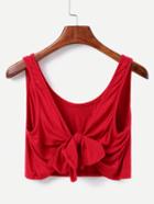 Romwe Red Knotted Back Crop Top