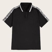 Romwe Guys Contrast Snake Print Polo Shirt