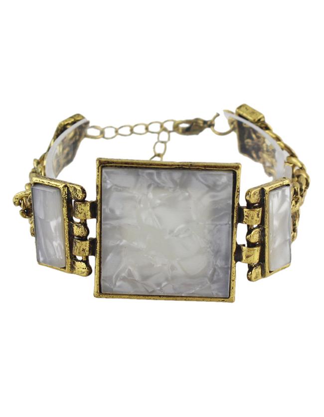 Romwe Gray Stone Chunky Bracelet