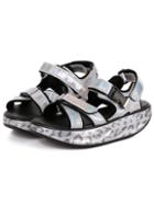 Romwe Silver Thick-soled Buckle Pu Sandals