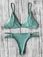 Romwe Braided Strap Side Cutout Seam Bikini Set