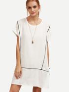 Romwe Contrast White Short Sleeve Shift Dress