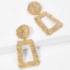 Romwe Open Rectangle Textured Drop Earrings 1pair