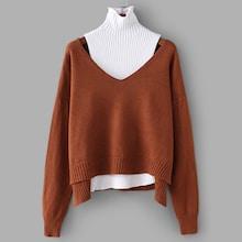 Romwe Drop Shoulder High Low Jumper With Vest