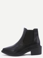 Romwe Black Faux Leather Point Toe Elastic Short Boots