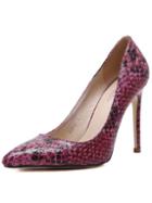 Romwe Red Snake Embossed Point Toe Pumps