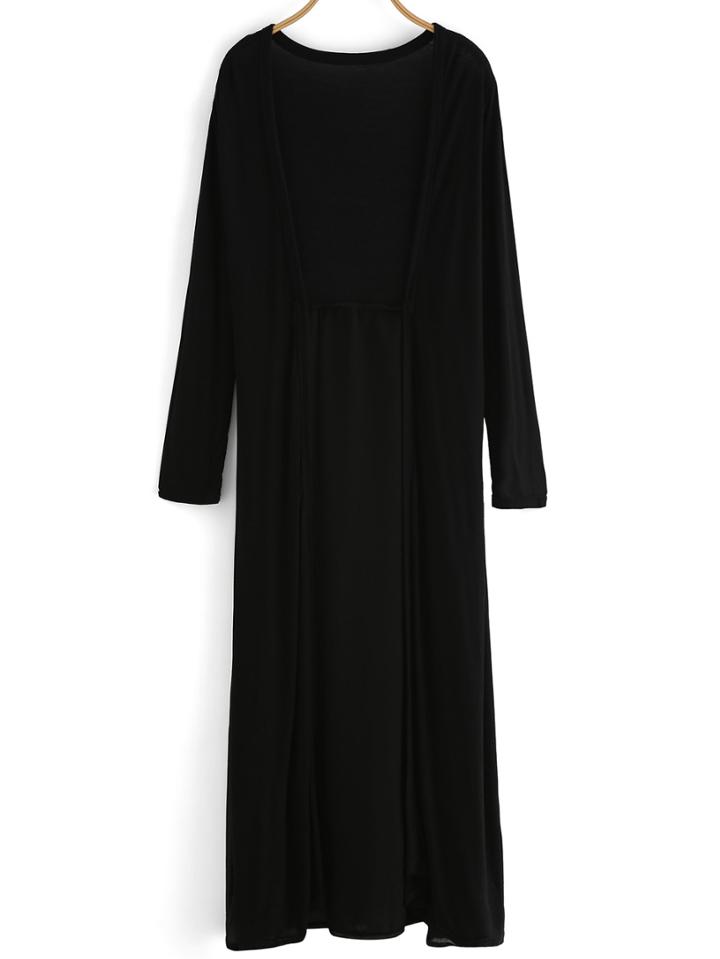 Romwe Long Sleeve Chiffon Insert Top