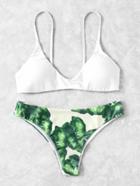 Romwe Jungle Print Beach Bikini Set
