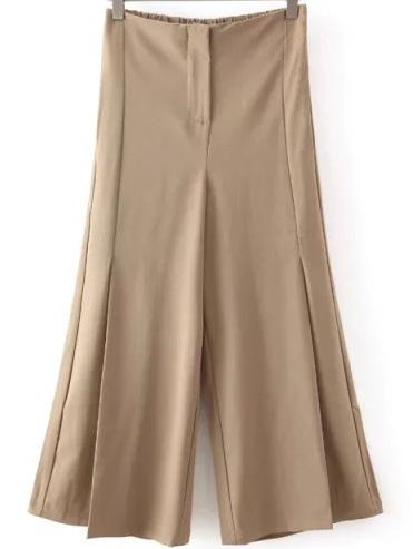 Romwe Wide Leg Khaki Pant