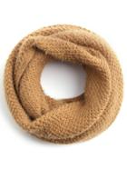 Romwe Camel Knit Textured Fluffy Infinity Scarf