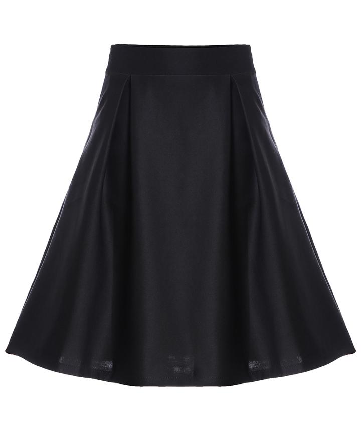 Romwe Flouncing Midi Black Skirt