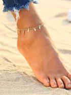 Romwe Metal Leaf Detail Double Layer Anklet