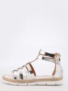 Romwe Faux Leather Caged Espadrille Sandals - Silver