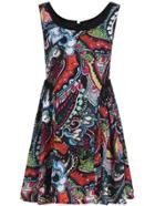 Romwe Sleeveless With Bead Abstract Print Dress