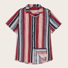 Romwe Guys Revere Collar Button Front Striped Shirt