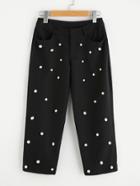 Romwe Pearl Beaded Cropped Pants