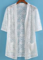 Romwe Short Sleeve With Pockets Lace White Top