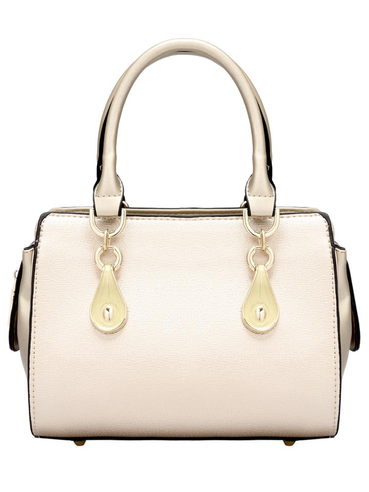 Romwe Gold Metallic Embellished Pu Bag