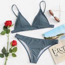 Romwe V Plunging Triangle Bikini Set