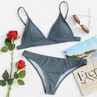 Romwe V Plunging Triangle Bikini Set