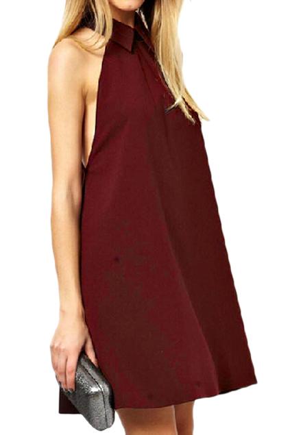 Romwe Romwe Pointed Collar Sleeveless Loose Dress