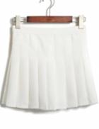 Romwe Pleated Mini White Skirt