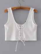 Romwe Scoop Neck Lace Up Grommet Tank Top