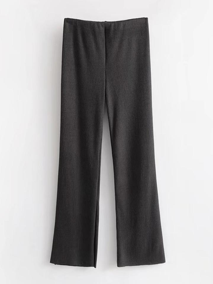 Romwe Rib Knit Straight Pants