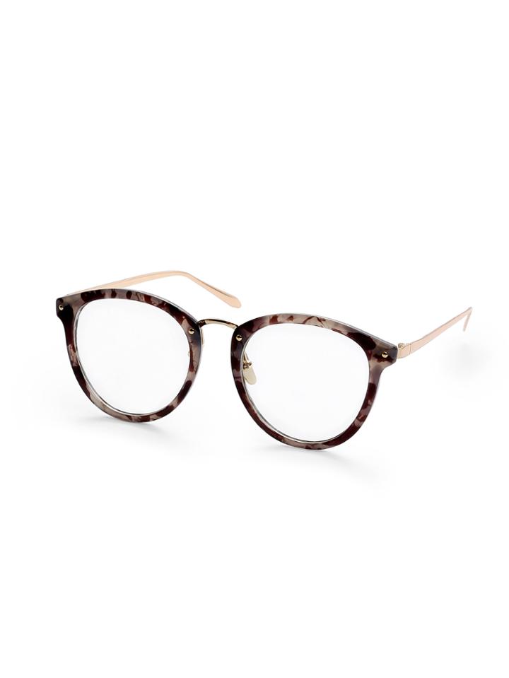 Romwe Grey Tortoise Frame Round Lens Glasses