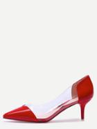 Romwe Red Pointed Toe Block Stiletto Heels