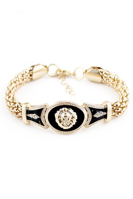 Romwe Romwe Tiger Head Embellished Bracelet