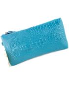Romwe Blue Crocodile Pattern Clutches Bag