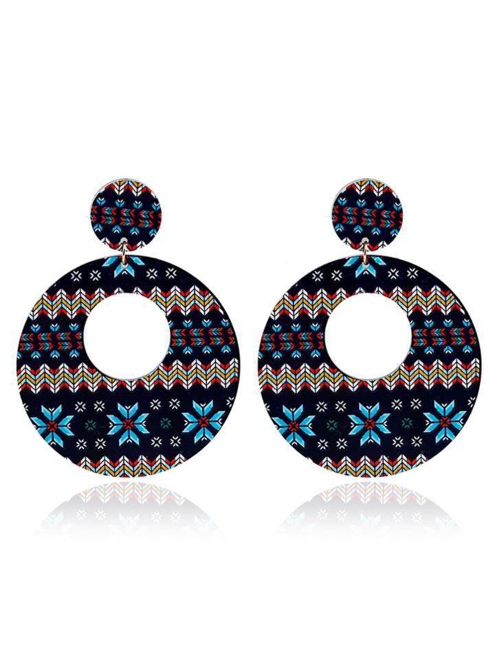 Romwe Mixed Pattern Round Drop Earrings