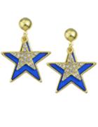 Romwe Blue Enamel Star Stud Earrings